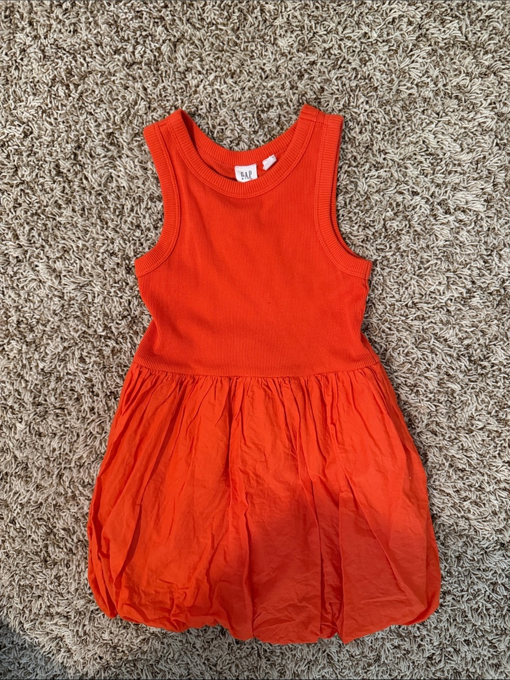 GAP Bright Orange Ribbed Tank Bubble Dress
